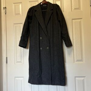Vintage J. F. II  ILGWU 80% Wool Gray Double-Breasted Coat Trench Sz M